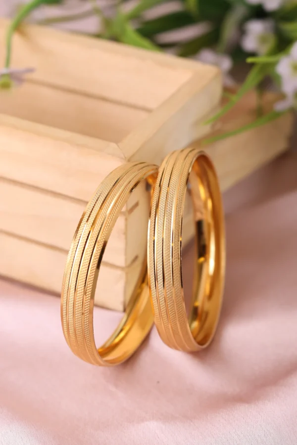 ZIVORA JEWELLS Alloy Cubic Zirconia Gold-plated Bangle (Pack of 2)