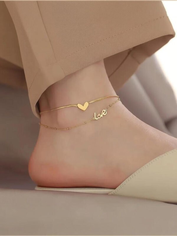 Thrillz Delicate Anklet For Women Heartbeat Gold Plated Chain Anklet For Women Girls Stainless Steel Anklet